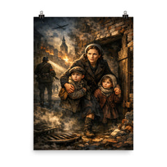 Irena Sendler smuggling children through Warsaw poster on a plain backdrop in size 8"x10".