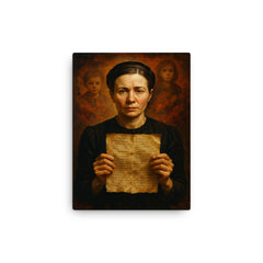 Irena Sendler with hidden child lists canvas print on a plain backdrop in size 12"x16".