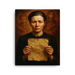 Irena Sendler with hidden child lists canvas print on a plain backdrop in size 16"x20".