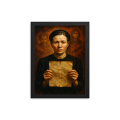 Irena Sendler with hidden child lists framed print on a plain backdrop in size 12"x16".