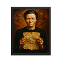 Irena Sendler with hidden child lists framed print on a plain backdrop in size 16"x20".