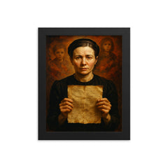 Irena Sendler with hidden child lists framed print on a plain backdrop in size 8"x10".