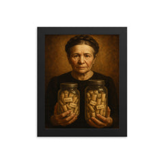 Irena Sendler with hidden names in jars framed print on a plain backdrop in size 8"x10".