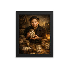 Irena Sendler with hidden names in jars framed print on a plain backdrop in size 8"x10".