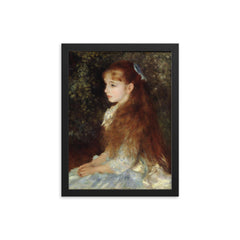 Irene Cahen d'Anvers, or Little Irene, by Pierre Auguste Renoir framed print on a plain backdrop in size 12"x16".