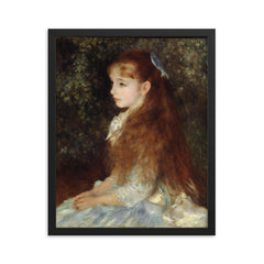 Irene Cahen d'Anvers, or Little Irene, by Pierre Auguste Renoir framed print on a plain backdrop in size 16"x20".
