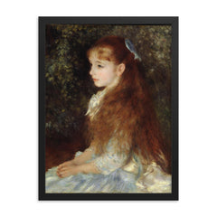 Irene Cahen d'Anvers, or Little Irene, by Pierre Auguste Renoir framed print on a plain backdrop in size 18"x24".