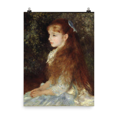 Irene Cahen d'Anvers, or Little Irene, by Pierre Auguste Renoir poster on a plain backdrop in size 8"x10".