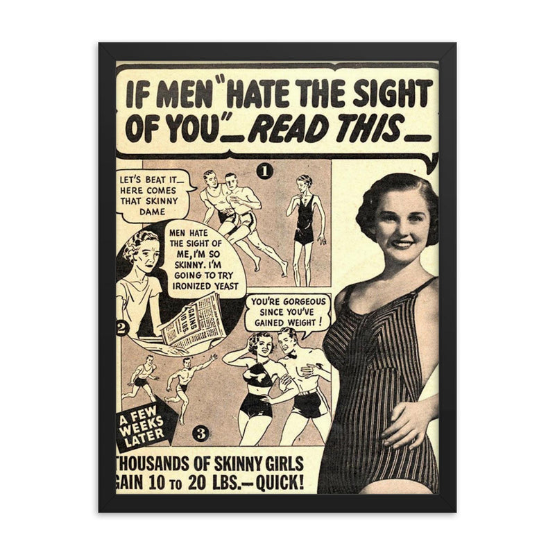 Ironized Yeast Advertisement for Weight Gain, 1930s framed print on a plain backdrop in size 18