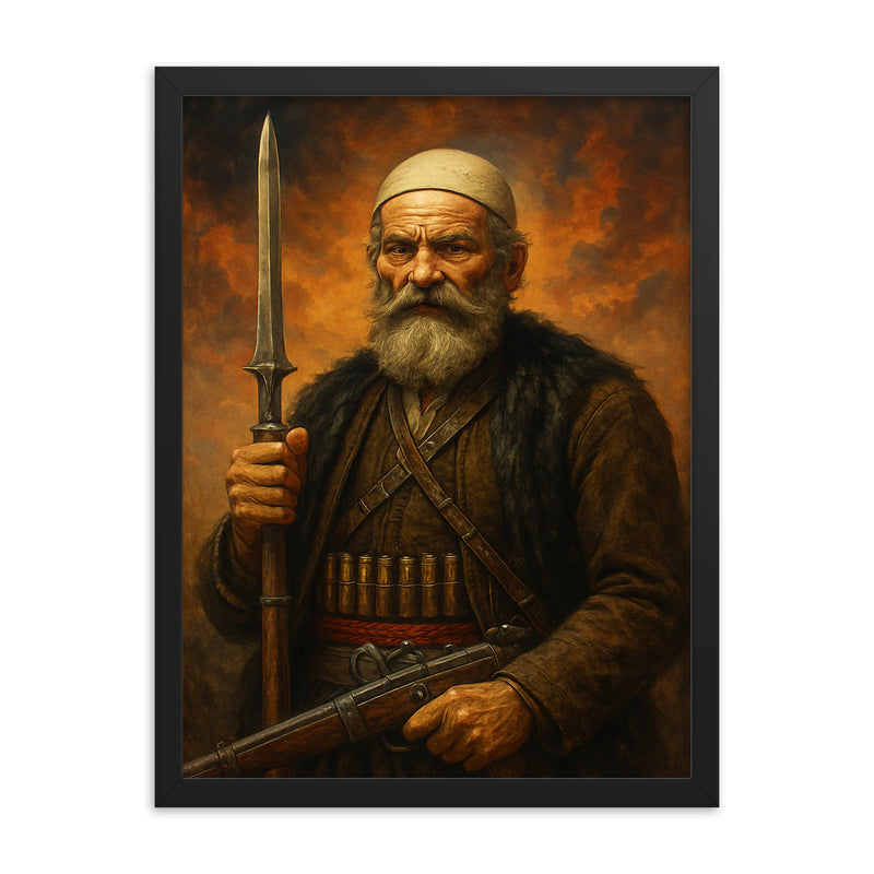 Isa Boletini framed print on a plain backdrop in size 18