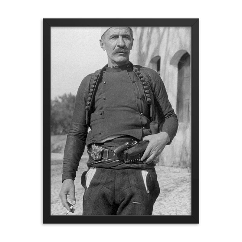 Isa Boletini framed print on a plain backdrop in size 18