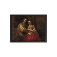 Isaac and Rebecca, Known as ‘The Jewish Bride’ by Rembrandt van Rijn framed print on a plain backdrop in size 12"x16".