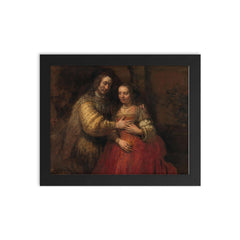 Isaac and Rebecca, Known as ‘The Jewish Bride’ by Rembrandt van Rijn framed print on a plain backdrop in size 8"x10".