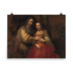 Isaac and Rebecca, Known as ‘The Jewish Bride’ by Rembrandt van Rijn poster on a plain backdrop in size 8"x10".