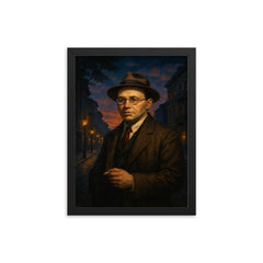 Isaac Babel in Odessa twilight framed print on a plain backdrop in size 12"x16".