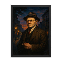 Isaac Babel in Odessa twilight framed print on a plain backdrop in size 18"x24".