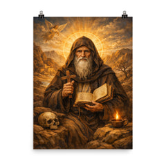 Isaac the Syrian solitary desert saint poster on a plain backdrop in size 8"x10".