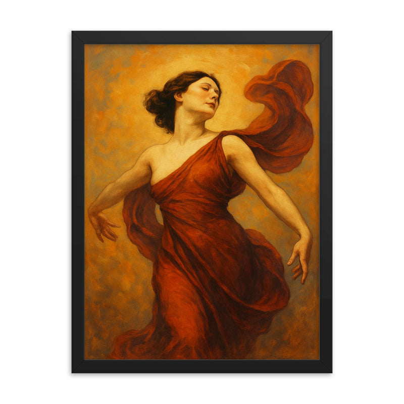 Isadora Duncan framed print on a plain backdrop in size 18