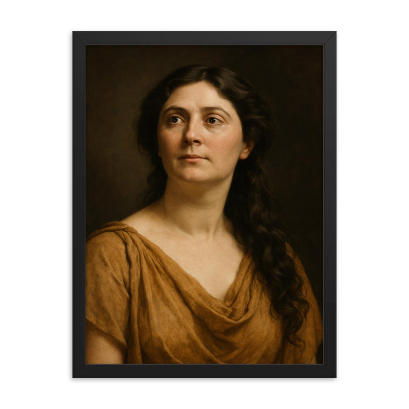 Isadora Duncan portrait framed print on a plain backdrop in size 18