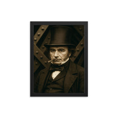 Isambard Kingdom Brunel portrait framed print on a plain backdrop in size 12"x16".