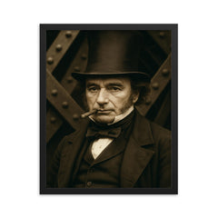 Isambard Kingdom Brunel portrait framed print on a plain backdrop in size 16"x20".