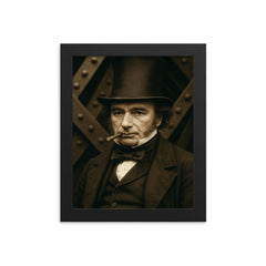 Isambard Kingdom Brunel portrait framed print on a plain backdrop in size 8"x10".