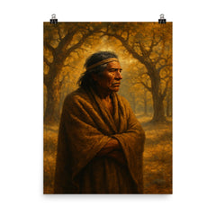 Ishi last Yahi in oak woodland silence poster on a plain backdrop in size 8"x10".
