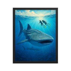 Isla Holbox Whale Sharks Mexico framed print on a plain backdrop in size 16"x20".