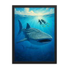 Isla Holbox Whale Sharks Mexico framed print on a plain backdrop in size 18"x24".