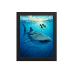 Isla Holbox Whale Sharks Mexico framed print on a plain backdrop in size 8"x10".
