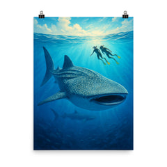 Isla Holbox Whale Sharks Mexico poster on a plain backdrop in size 8"x10".