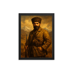 Ismail Enver Pasha in Central Asian exile framed print on a plain backdrop in size 12"x16".
