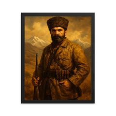 Ismail Enver Pasha in Central Asian exile framed print on a plain backdrop in size 16"x20".