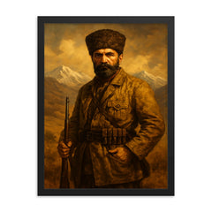 Ismail Enver Pasha in Central Asian exile framed print on a plain backdrop in size 18"x24".