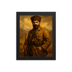 Ismail Enver Pasha in Central Asian exile framed print on a plain backdrop in size 8"x10".