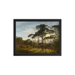 Italian Landscape with Umbrella Pines by Hendrik Voogd framed print on a plain backdrop in size 12"x16".