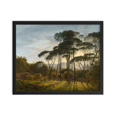 Italian Landscape with Umbrella Pines by Hendrik Voogd framed print on a plain backdrop in size 16"x20".