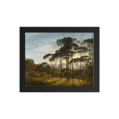 Italian Landscape with Umbrella Pines by Hendrik Voogd framed print on a plain backdrop in size 8"x10".