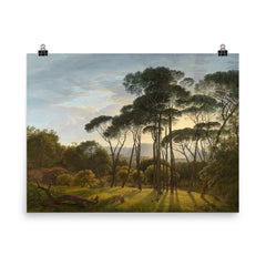 Italian Landscape with Umbrella Pines by Hendrik Voogd poster on a plain backdrop in size 8"x10".
