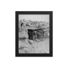 Italian Soldier with His Dog in a Ukrainian Outpost, 1942 framed print on a plain backdrop in size 8"x10".