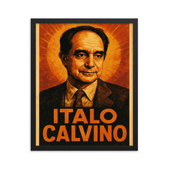 Italo Calvino framed print on a plain backdrop in size 16"x20".