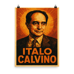 Italo Calvino poster on a plain backdrop in size 8"x10".