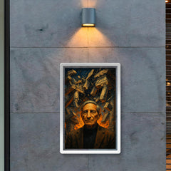 Ivan Illich beneath shattered institutional architecture poster 2