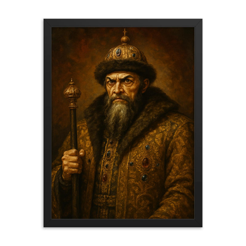 Ivan the Terrible framed print on a plain backdrop in size 18