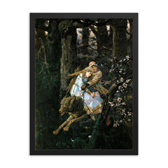 Ivan Tsarevich Riding the Gray Wolf by Viktor Vasnetsov, 1889 framed print on a plain backdrop in size 18"x24".