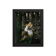 Ivan Tsarevich Riding the Gray Wolf by Viktor Vasnetsov, 1889 framed print on a plain backdrop in size 8"x10".