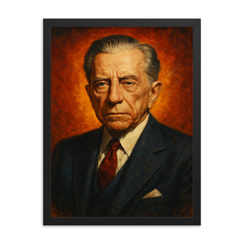 J Paul Getty framed print on a plain backdrop in size 18