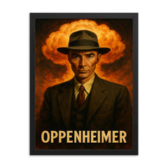 J Robert Oppenheimer framed print on a plain backdrop in size 18"x24".