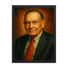 Jack Bogle framed print on a plain backdrop in size 18"x24".