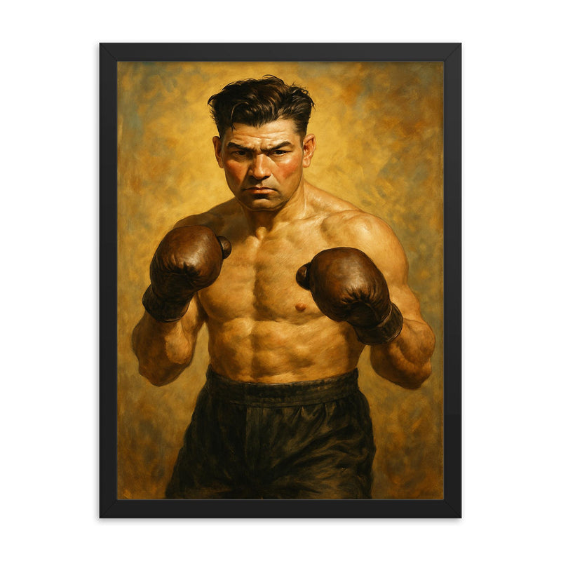 Jack Dempsey framed print on a plain backdrop in size 18